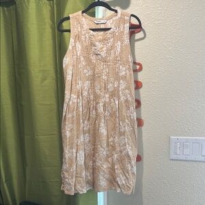 Sonoma Tan and White Floral Sleeveless Mini Dress